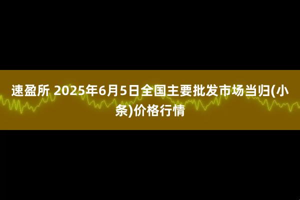 速盈所 2025年6月5日全国主要批发市场当归(小条)价格行情